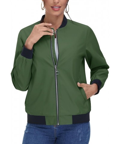 Women's Casual Bomber Jacket Lightweight Windbreaker Jackets Windproof Spring Fall Jackets with Pockets Army Green $21.99 Jac...