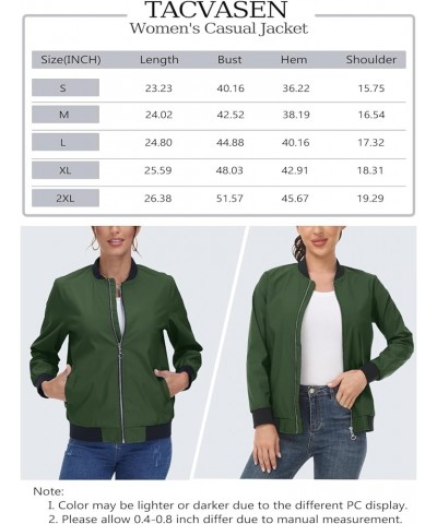 Women's Casual Bomber Jacket Lightweight Windbreaker Jackets Windproof Spring Fall Jackets with Pockets Army Green $21.99 Jac...