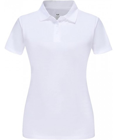 Women's Short Sleeve Golf Shirts Moisture Wicking Performance Knit Tops Fitness Workout Sports Leisure Polo Shirt P18202-whit...