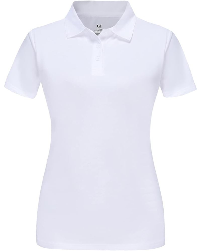 Women's Short Sleeve Golf Shirts Moisture Wicking Performance Knit Tops Fitness Workout Sports Leisure Polo Shirt P18202-whit...