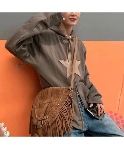 Women Zip Up Hoodie Fashion Punk Sport Coat Hip Hop Joggers Pullover 90s Streetwear Grunge Hoodies Y2K Star Brown $13.16 Hood...