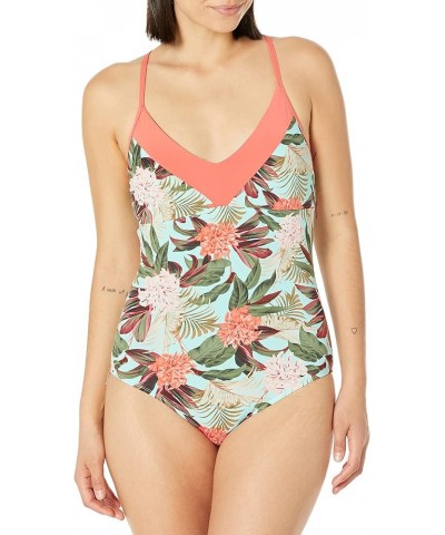 Women's Standard Charlie V-Neck One Piece Swimsuit Olinda Floral $11.20 Swimsuits