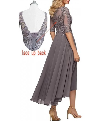 Lace Appliques Mother of The Bride Dress for Wedding 3/4 Sleeves Tea Length Chiffon Mother of The Groom Dresses Sky Blue $32....