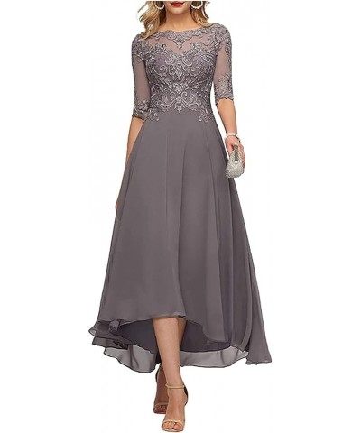 Lace Appliques Mother of The Bride Dress for Wedding 3/4 Sleeves Tea Length Chiffon Mother of The Groom Dresses Sky Blue $32....