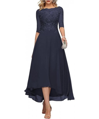 Lace Appliques Mother of The Bride Dress for Wedding 3/4 Sleeves Tea Length Chiffon Mother of The Groom Dresses Sky Blue $32....