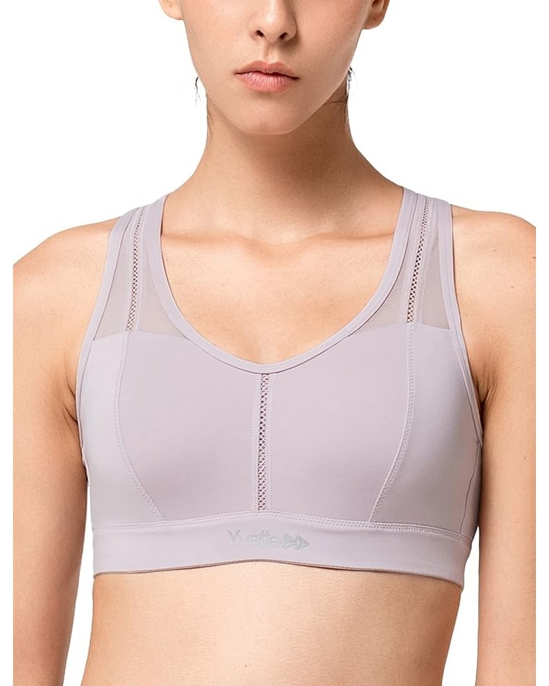 Mesh Sports Bras for Women High Impact Moisture Wicking Racerback Sports Bra Molded Cup for Running Plus Size Light Purple $1...