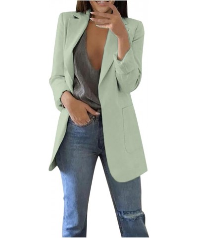 Womens Casual Blazer Fall Windproof Coat Solid Business Suit Work Office Jacket with Pocket Cardigans Plus Size Outwear B-min...