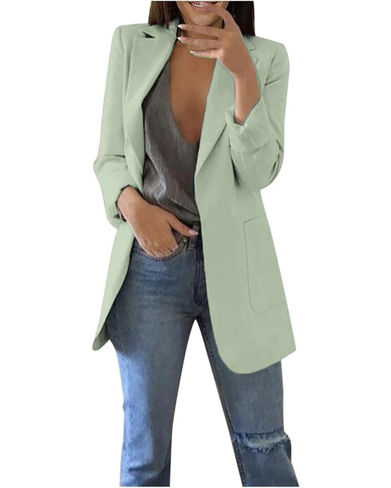 Womens Casual Blazer Fall Windproof Coat Solid Business Suit Work Office Jacket with Pocket Cardigans Plus Size Outwear B-min...