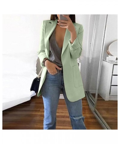 Womens Casual Blazer Fall Windproof Coat Solid Business Suit Work Office Jacket with Pocket Cardigans Plus Size Outwear B-min...