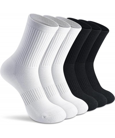 Crew Socks Women Hiking Running Athletic Cushioned Compression Socks 5-6 Pairs N-white 3 + Black 3 $16.79 Activewear