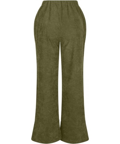 Women's Corduroy Flared Pants/Straight Pants, High Waisted Slim Fit Casual Wide Leg Trousers Elastic Bell Bottom Trousers 02-...