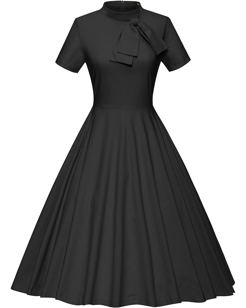 Women's 1950s Vintage Dresses Fit & Flare Dresses Audrey Hepburn Dress with Pocket Black $25.19 Dresses