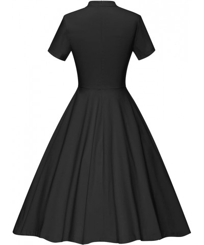 Women's 1950s Vintage Dresses Fit & Flare Dresses Audrey Hepburn Dress with Pocket Black $25.19 Dresses