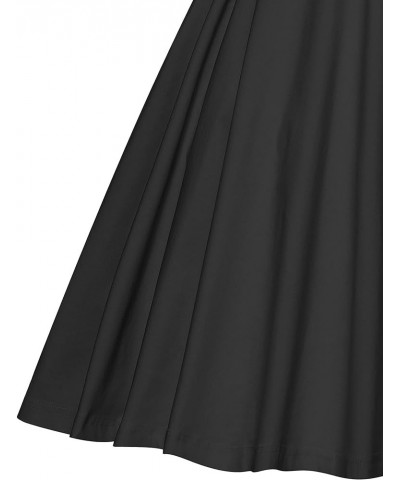 Women's 1950s Vintage Dresses Fit & Flare Dresses Audrey Hepburn Dress with Pocket Black $25.19 Dresses