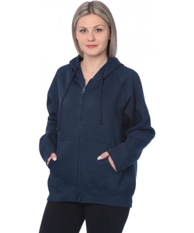 Womens Sweatshirt Plus Size Heavyweight Active Fleece Full Zip-Up Hoodie Blue Color $11.69 Hoodies & Sweatshirts