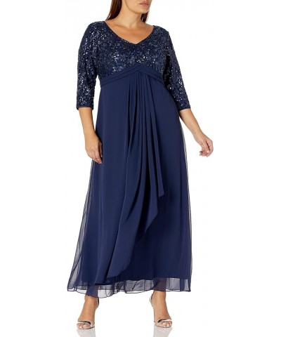 Womens Long Lace Top Empire Waist Dress Navy Plus $65.14 Dresses