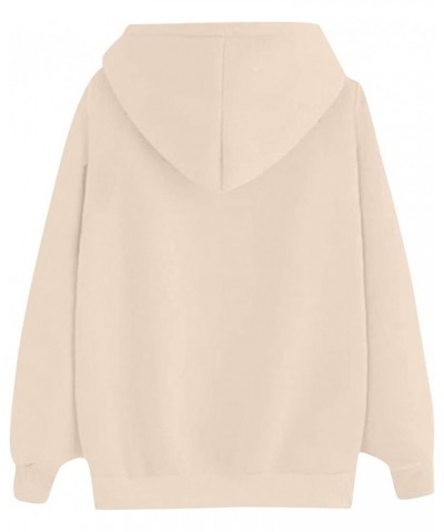 Womens Oversized Hoodies Pullover Long Sleeve Solid Color Shirt Basic Hooded Sweatshirts Fall Fleece Women's Tops 01 Beige -O...