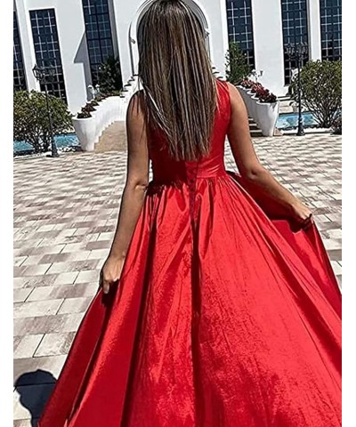 One Shoulder Prom Dresses Long Slit Satin A Line Evening Formal Gowns for Women Fuchsia $40.27 Dresses