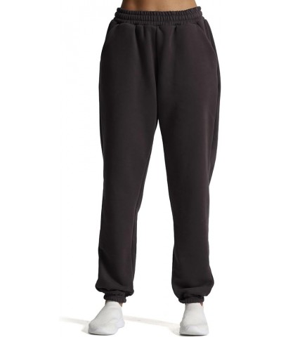 Sweatpants for Women with Pocket High Waisted Baggy Jogger Fleece Lined Cotton Cloud Lounge Pants Iron Grey $20.25 Activewear