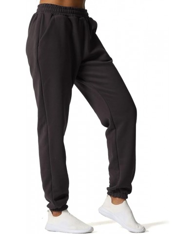 Sweatpants for Women with Pocket High Waisted Baggy Jogger Fleece Lined Cotton Cloud Lounge Pants Iron Grey $20.25 Activewear