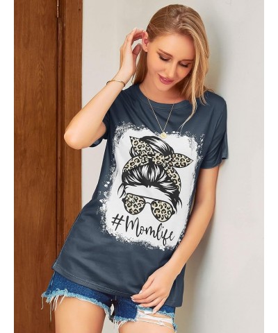 Mama Bleached Shirts for Women Vintage T Shirts Skull Messy Bun Mom Graphic Tees Tops M-grey $10.39 Hoodies & Sweatshirts