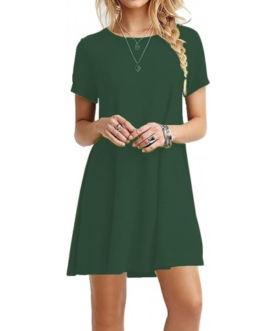 1 Or 2 Pack Women T-Shirt Short Sleeve Casual Summer Loose Flowy Dress 1-dark Green $23.59 Dresses