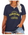 Plus Size Sunshine Coffee Shirts Womens Tshirts Graphic Tees Short Sleeve Summer Tunic Tops Dark Blue $16.23 Tops