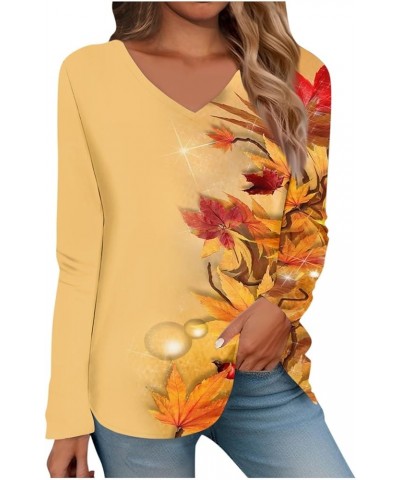 Elegant Tops for Women Winter Tops for Women V-Neck Puff Sleeve Tops Lightweight Sweaters Fashion 2023 03-orange $9.43 Tops