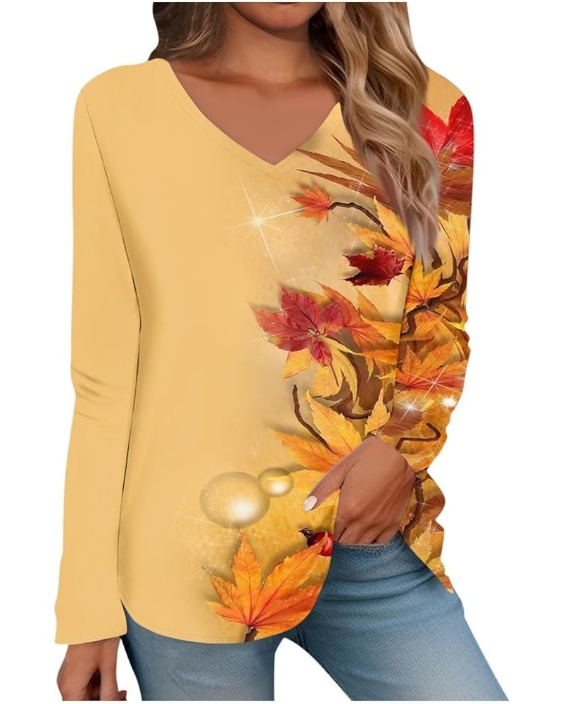 Elegant Tops for Women Winter Tops for Women V-Neck Puff Sleeve Tops Lightweight Sweaters Fashion 2023 03-orange $9.43 Tops