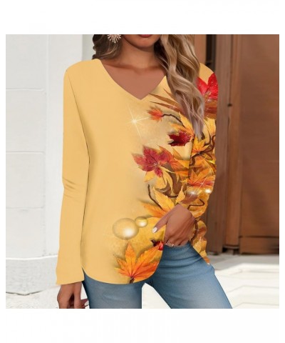 Elegant Tops for Women Winter Tops for Women V-Neck Puff Sleeve Tops Lightweight Sweaters Fashion 2023 03-orange $9.43 Tops