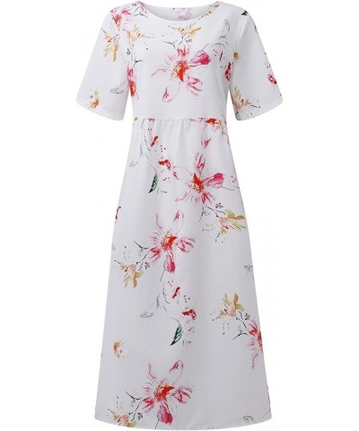 Summer Dresses for Women 2023 Long Sleeve Floral V Neck Maxi Dress Casual Fashion Beach Dresses 22 B-pink $11.50 Dresses