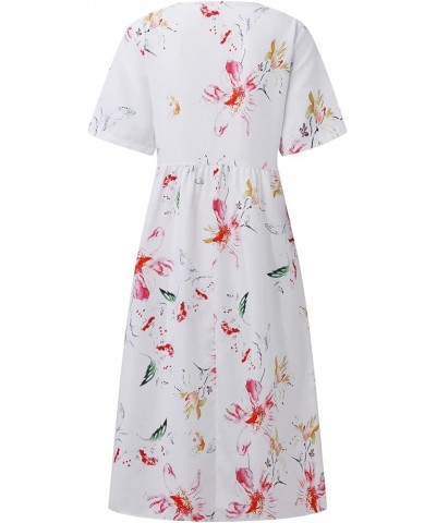 Summer Dresses for Women 2023 Long Sleeve Floral V Neck Maxi Dress Casual Fashion Beach Dresses 22 B-pink $11.50 Dresses