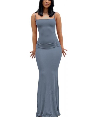 Sexy Spaghetti Strap Maxi Dress Sleeveless Casual Party Club Bodycon Dresses for Women Blue 24 $12.90 Dresses