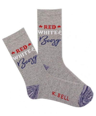 Women's Fun American Classics Crew Socks-1 Pairs-Cool & Cute USA Novelty Gifts Red White and Boozy (Gray Heather) $7.28 Socks