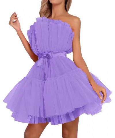 Tulle Dress Women Tutu Dress Birthday Dresses for Women Short Puffy Vintage Prom Dress Strapless Mesh Ruffle Cocktail Party P...