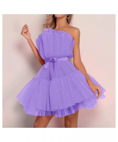 Tulle Dress Women Tutu Dress Birthday Dresses for Women Short Puffy Vintage Prom Dress Strapless Mesh Ruffle Cocktail Party P...