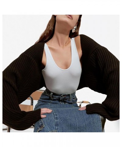 Women Y2K Knitted Crop Tops Color Block Patchwork Sweaters Long Sleeve Crochet Coverup Trendy Autumn Streetwear Ah-black $17....