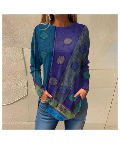 Women's Fall Long Sleeve Tunic Tops for Leggings Casual Sweatshirts Trendy Fall Gradient Printing Shirts for Work 3-blue $4.5...