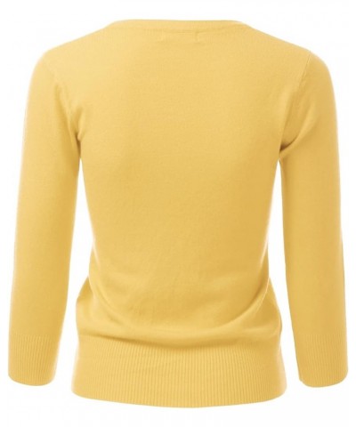 Women's 3/4 Sleeve V-Neck Button Down Knit Sweater Soft Cardigan (S-XXL) Dbt303_babyyellow $17.97 Sweaters