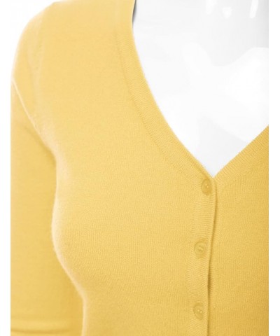 Women's 3/4 Sleeve V-Neck Button Down Knit Sweater Soft Cardigan (S-XXL) Dbt303_babyyellow $17.97 Sweaters