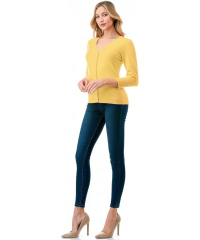 Women's 3/4 Sleeve V-Neck Button Down Knit Sweater Soft Cardigan (S-XXL) Dbt303_babyyellow $17.97 Sweaters