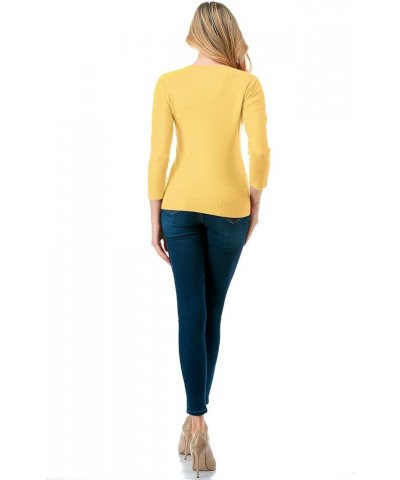 Women's 3/4 Sleeve V-Neck Button Down Knit Sweater Soft Cardigan (S-XXL) Dbt303_babyyellow $17.97 Sweaters