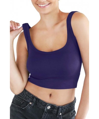 Women Seamless Chevron Ribbed Crop Top, Made in U.S.A, One Size Eclipse $14.59 Tanks