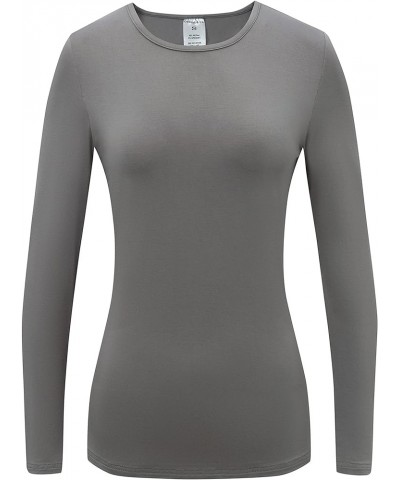 Women's Long Sleeve T-Shirt Comfy Underscrub Tee Basic Stretch Layer Grey $10.74 T-Shirts