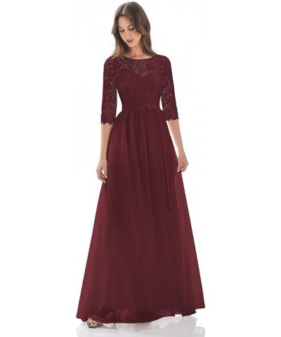 GORCENT Crew Neck Chiffon Mother of The Bride Dress A Line Lace Applique Wedding Guest Dress Ruched Long Formal Dress Purple ...