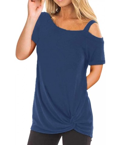 Trendy Tops for Women,Comfy Twist Knot Tunics Tops Blouses Tshirts D-sky Blue $3.32 Tops