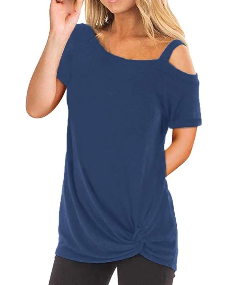 Trendy Tops for Women,Comfy Twist Knot Tunics Tops Blouses Tshirts D-sky Blue $3.32 Tops