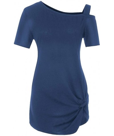 Trendy Tops for Women,Comfy Twist Knot Tunics Tops Blouses Tshirts D-sky Blue $3.32 Tops