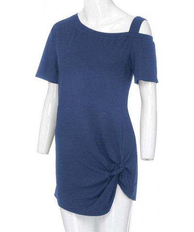 Trendy Tops for Women,Comfy Twist Knot Tunics Tops Blouses Tshirts D-sky Blue $3.32 Tops