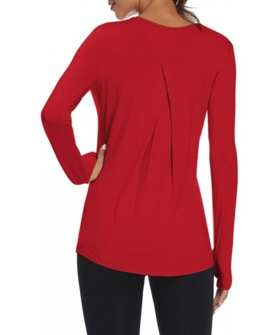 Womens Soft Long Sleeve Workout Athletic Shirts Long Tunic Tops with Thumb Holes Red $13.05 Tops